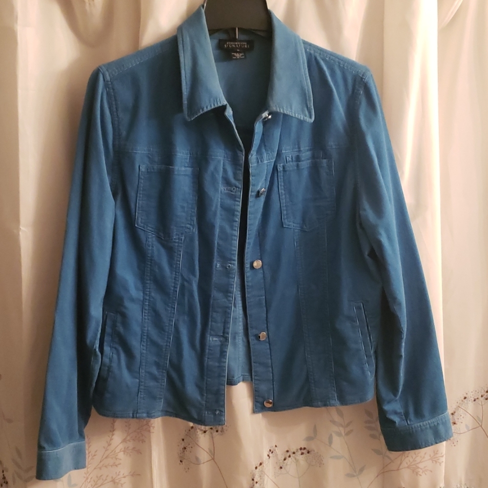 Turquoise Corduroy Jean Jacket  - L